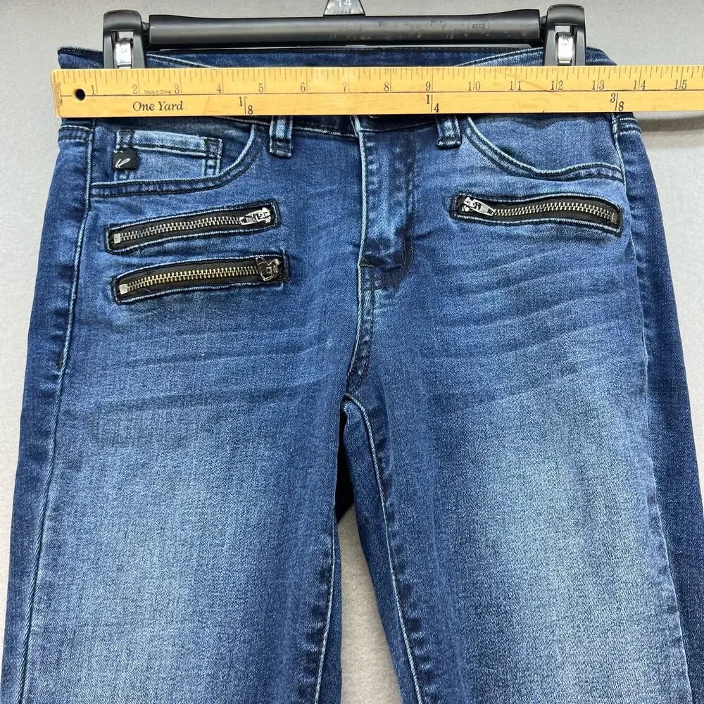 KanCan Jeans Women's Size 26 (5) Blue Moto Multi Zipper Pockets Skinny Normcore - Picture 7 of 12